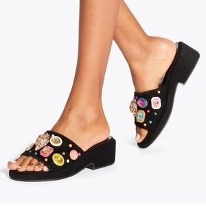 KURT GEIGER MULTI GEM PLATFORM SUEDE SLIDE SANDALS SIZE 8